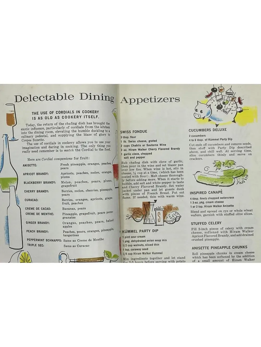 Vintage Hiram Walker Cordials Cookbook: Mid-Century Cocktail & Dessert Recipes
